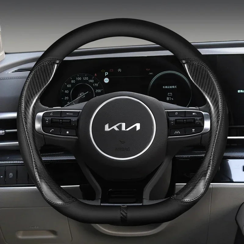 Car Steering Wheel Cover PU Leather D Shape Auto Accessories For Kia Sportage 5 GT-Line 2021 2022 Sportage 2022 2023 37-38cm