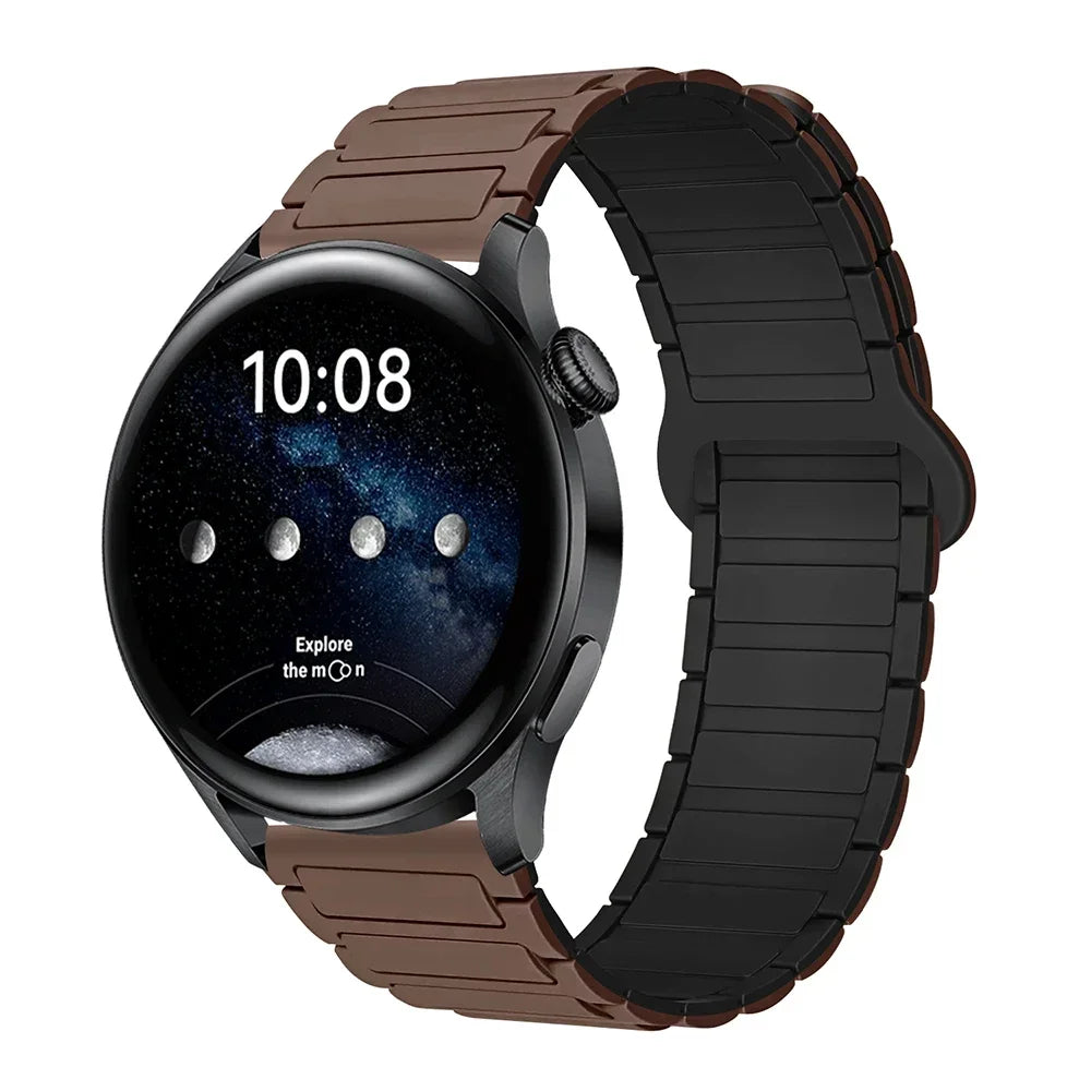 18mm 20mm 22mm Magnetic Loop Band for Samsung Galaxy Watch 7/6/5 Pro/4/Classic Silicone Link Bracelet Huawei GT 2-2e 3-4 Strap