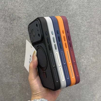 Cooling Heat Dissipation Stand Holder Case For iPhone 17 Pro Max 16 Pro 15 14 13 12 Invisible Bracket Magnetic Matte Hard Cover