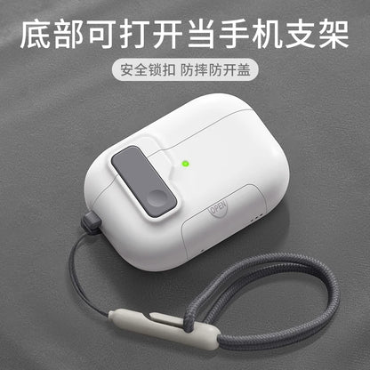 2025 New For AirPods Pro 3 Phone Stand Case Cover Magnetic Auto Lock TPU Shockproof Protective Sleeve With Hook for AirPods Pro3