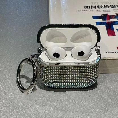 for Airpods 4,Beautiful Rhinestone Bling Hard Plastic Cover Earphone Case For AirPods 1 2 3 Pro 2 With Hook Gift For Women Girl