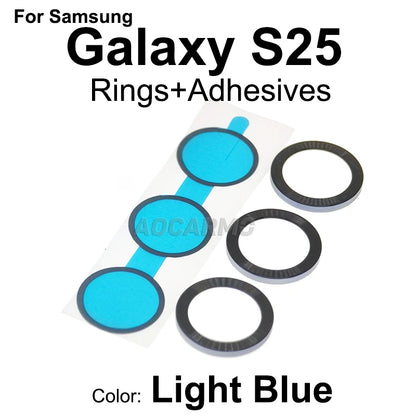 Aocarmo For Samsung Galaxy S25 SM-S9310/S931U/S931B Rear Back Camera Lens Glass Metal Ring Frame With Adhesive Repair Part