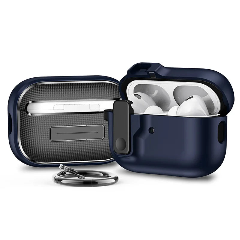 Wireless Earphones Protection Case For Apple AirPods 4 3 Pro 2 1 With Safety Lock Buckle Shockproof Shell Headphone Accessories