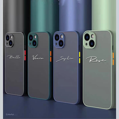 Customized Personalized Name Phone Case For 17 16 15 14 13 12 11 Pro Max Shockproof PC Phone Case FrostedTranslucent Back Cover