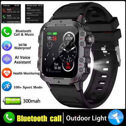 1400mAh Big Battery Smart Watch Men Outdoor GPS Flashlight 10ATM Waterproof Bluetooth Call AMOLED HD Sports Smartwatch PK HT30