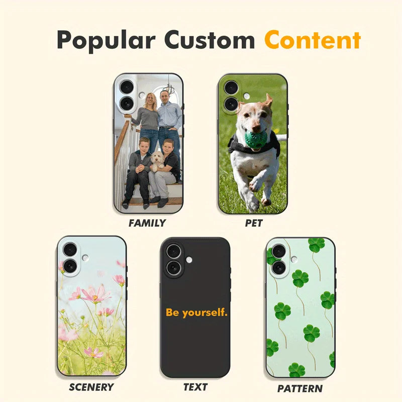 DIY Photo Customized Black Frosted Case For iPhone 16 16e 15 14 13 12 11 Pro Max Mini SE 2020 2022 XS XR 6s 7 8 Plus Back Cover