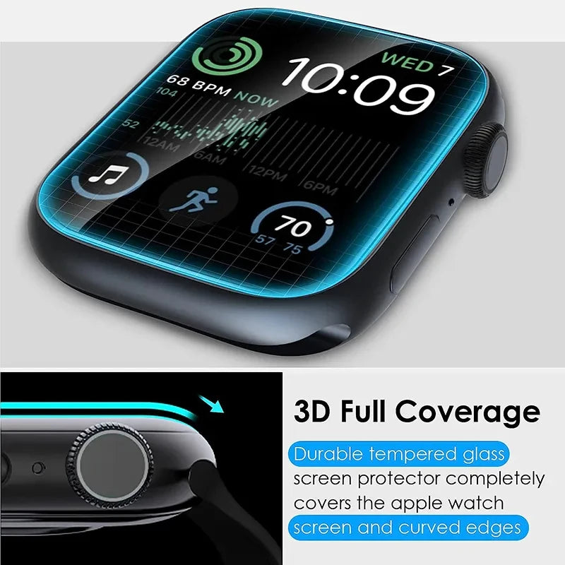 1-5Pcs Full Screen Coverage For Apple Watch 9 8 7 6 5 38MM 40MM 42MM 44MM 41MM 45MM Screen Protector For IWatch Ultra 1 2 3 49MM