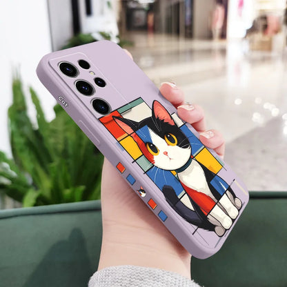Romantic Cat Phone Case For Samsung Galaxy S25 S24 S23 S22 S21 S20 S10 S10E Ultra Plus FE Note 20 Ultra 10 Plus Cover