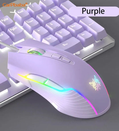 RGB Gaming Mouse Pink Cute Mouse 6400 DPI Wired Optical Mouse with Cool Lighting Mice for Home Office Notebook PC