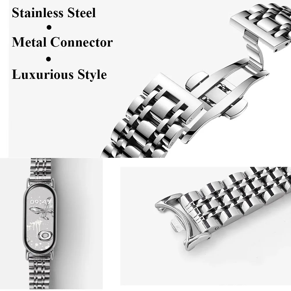 Metal Strap For Xiaomi Band 10 9 8 Belt Smartwatch Stainless Steel Mi Band 9 Bracelet Wristband Miband 11 Watchband Accessories