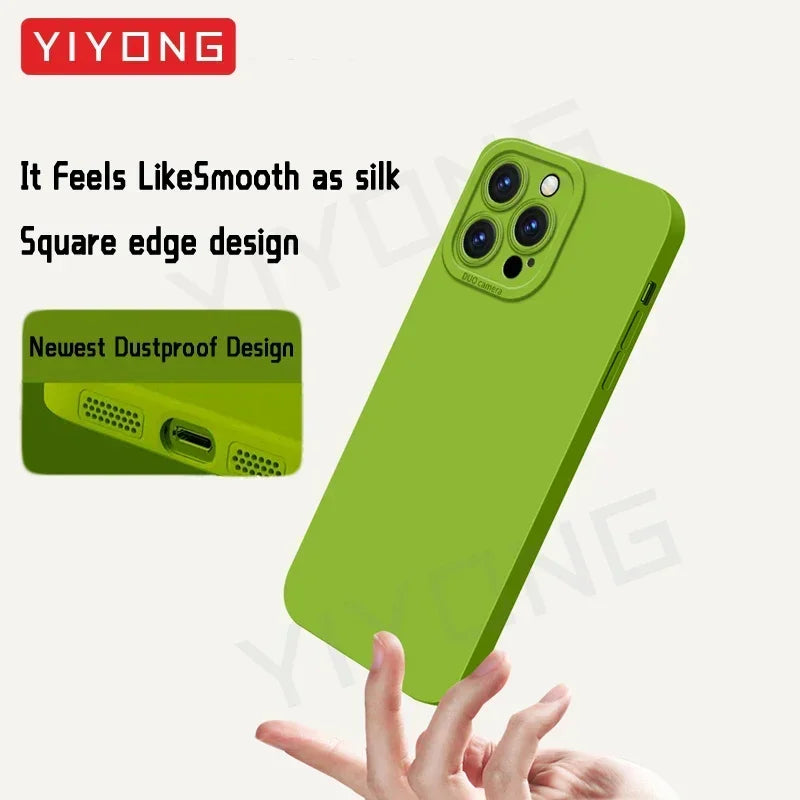 For iPhone17 Pro Max Case YIYONG Original Soft Liquid Silicone Cover For iPhone 17 Air 16 16e 15 14 Plus 12 13 Mini Phone Cases