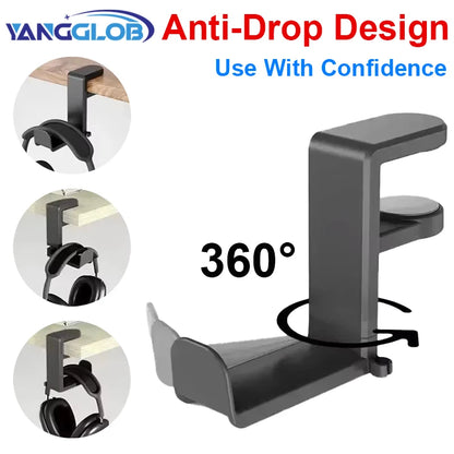 PC Gaming Headphone Stand Headset Hook Holder Hanger Mount With Adjustable 360° Rotating Arm Clamp Desk Mount Universal Bracket