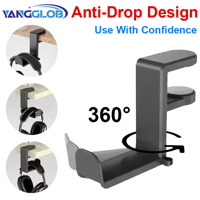 PC Gaming Headphone Stand Headset Hook Holder Hanger Mount With Adjustable 360° Rotating Arm Clamp Desk Mount Universal Bracket
