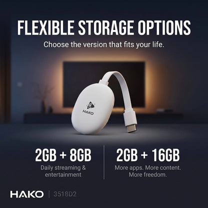 Android 14 TV Stick HAKO RK3518 with 4K HDR 2.4G 5G wifi6 2GB 8GB 16GB Voice Remote
