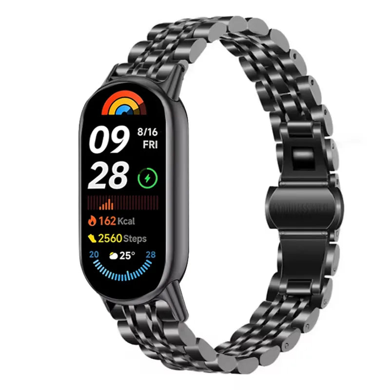 Metal Strap For Xiaomi Band 10 9 8 Belt Smartwatch Stainless Steel Mi Band 9 Bracelet Wristband Miband 11 Watchband Accessories
