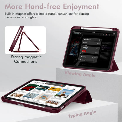 For iPad (A16) 11th 10th Generation Air 4th 5th 10.9 Pro 11 M2 M3 M4 M5 2026 2025 2024 Magnetic Flip Smart Cover Pencil Case