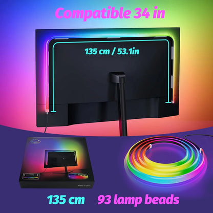 RGB Computer Monitor Screen SYNC Light Strip Backlights Light Bar Sync with Screen Color/Music Double USB Desk Gaming