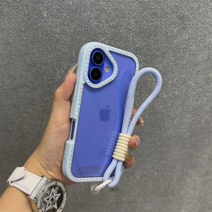 Shining Bling Diamond Transparent Phone Case For iPhone 17 16 15 14 13 12 11 Pro Max Plus 16e 17Air With Wristband Lanyard Cover