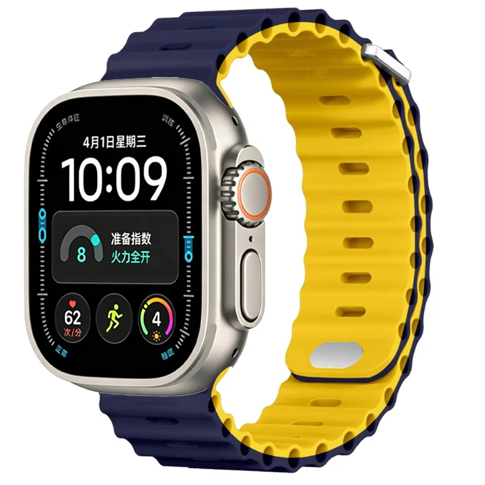 Ocean Silicone strap For Apple Watch Ultra 4 3 2 1 Band 49mm 12 11 10 9 8 7 46mm 45mm 41mm band iWatch 6 5 4 SE3 44mm 40mm 42mm