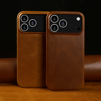 Retro For iPhone 17 Pro Max 16 15 14 13 12 11 Case Luxury Genuine Leather Cases For IPhone16 Vintage Full Covered Phone Cover