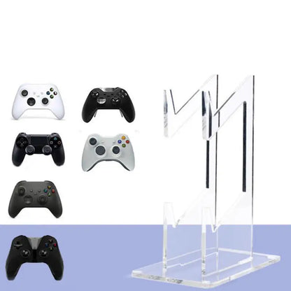 Universal 2-Tier Gaming Controller And Headphone Stand Sturdy Desktop Organizer Clear Acrylic Gamepad Display Holder