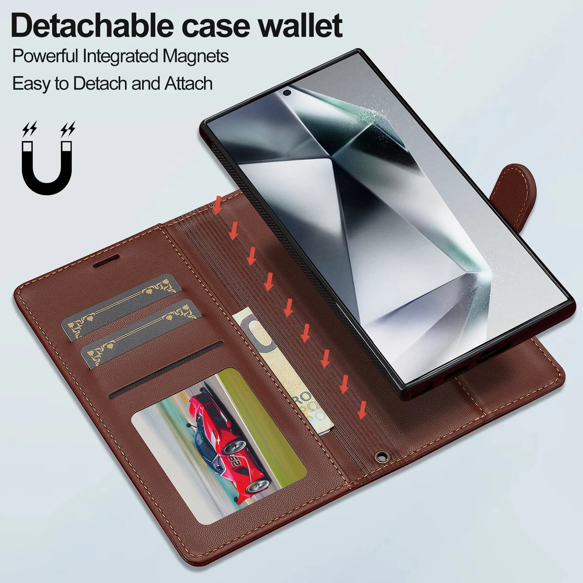 Leather Case for Samsung Galaxy S26 S25 Edge S24 Ultra S23 S22 Plus S21 FE A17 A16 A36 A56 A15 A35 A55 Magnetic Flip Wallet