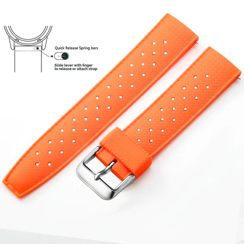 Tropical Silicone Watch Band Quick Release Watch Band 18mm 20mm 22mm Rubber Tropic Smart Watch Strap Waterpfroof Muti-Color