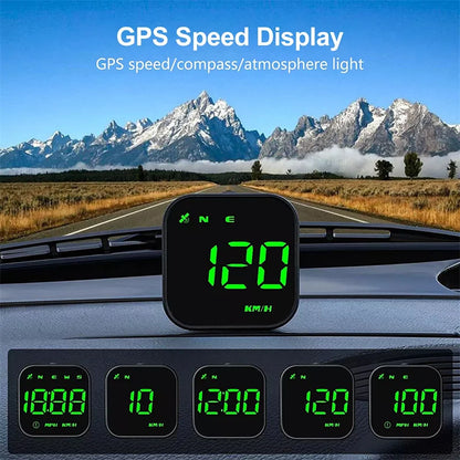 Car Head Up Display Speedometer USB Powered Mini 2.5 Inch With GPS Compass G4S Overspeed Alarm LED HUD Fatigue Driving Reminder