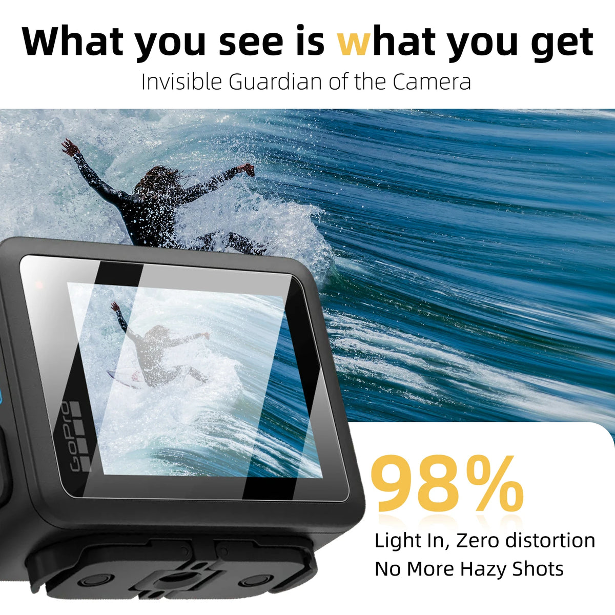 9H Hardness Glass for Gopro Lit Hero, Screen & Lens Protector Clear Ultra-HD Tempered Glass Anti-scratch Film Accessories
