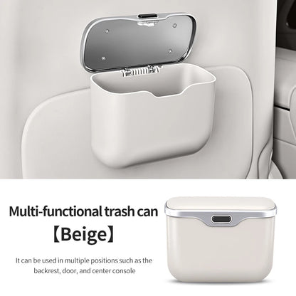 Luxury Portable Hanging Mini Car Trash Can Wastebasket Trash Car Interior Clip-on Storage Pouch Dry and Wet Use Hanging Storage