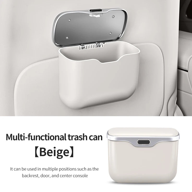 Luxury Portable Hanging Mini Car Trash Can Wastebasket Trash Car Interior Clip-on Storage Pouch Dry and Wet Use Hanging Storage