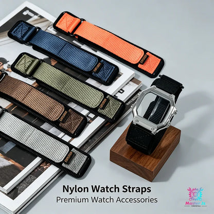 Nylon Strap For Casio AE1200 Square Watch 18mm Quick Release Breathable Sport Band With 316 Stainless Steel Case Waterproof Ring