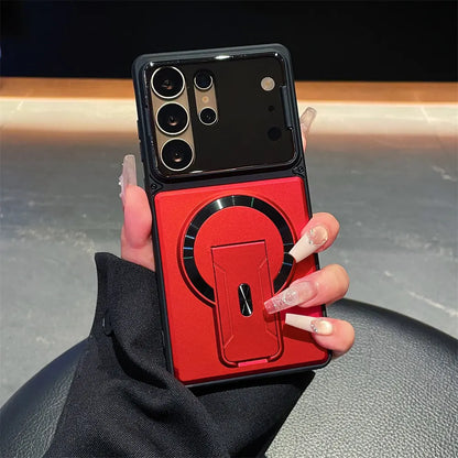 Luxury Invisible Kickstand Magnetic Case for Samsung Galaxy S26 S25 S24 S23 Ultra A57 A56 A37 A36 A17 A16 Lens Protection Cover
