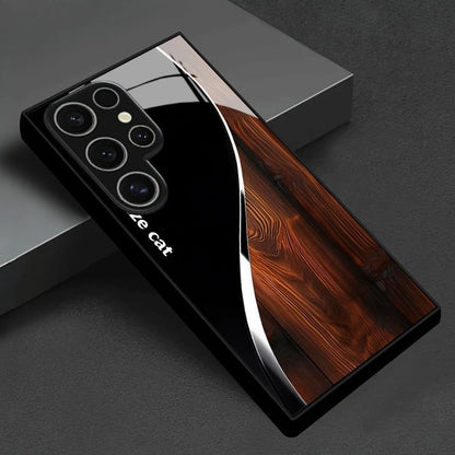 Wood grain pattern tempered glass phone case suitable for Samsung Galaxy S26 S25 S24 S23 S22 S20 FE/Ultra/Plus anti drop