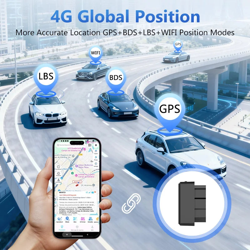 4G Mini OBD II GPS Car Tracker Builtin Battery 16PIN Interface Device for Car Vehicle with Online Tracking APP