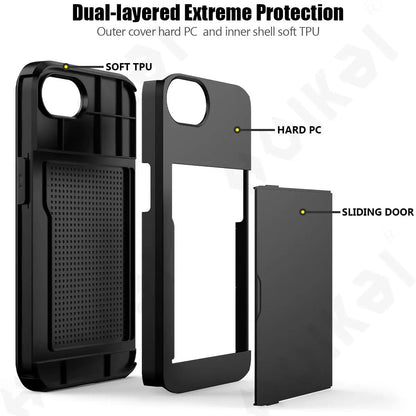 Case For iPhone 17e 16e with Card Holder Protective Case Hidden Card Slot Slim Wallet Cover