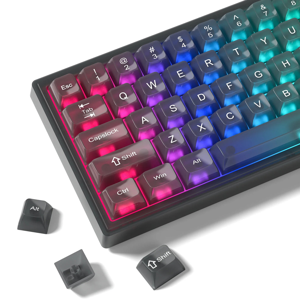 115 Keys Grey Fog Transparent Clear Keycaps Crystal PC Keycap RGB Shine Through Key Cap MDA Profile for MX Switch Keyboard