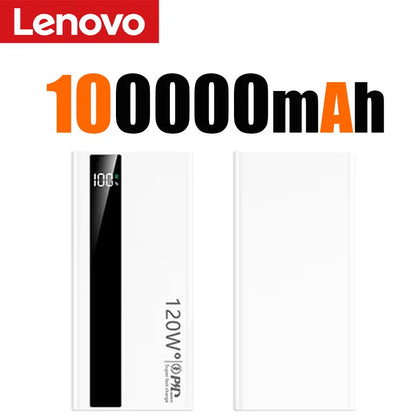 Lenovo 500000mAh High Capacity PowerBank 120W Super Fast Charging Portable External Battery Powerbank for iphone Samsung Huawei