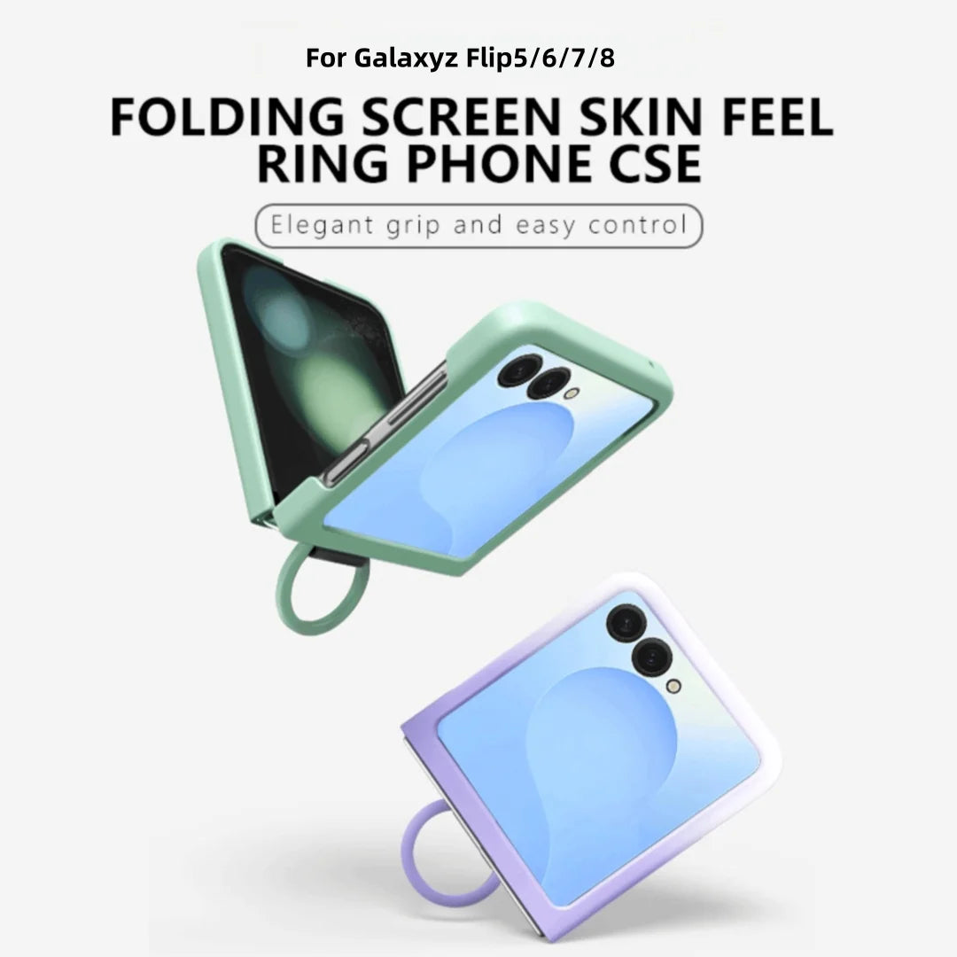Luxury Large Window Gradient Color Silicone Ring Protect Phone Case For Samsung Galaxy Z Flip 8 7 6 5 Z Flip7 FE Skin Feel Cover