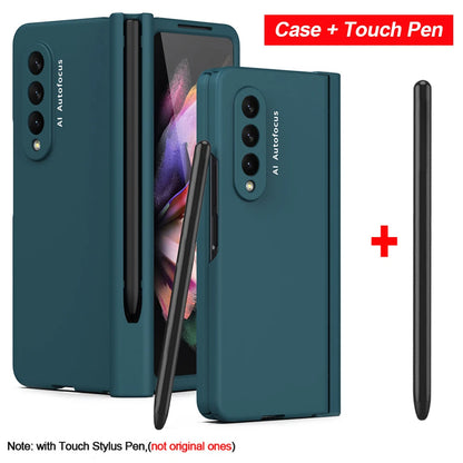 with Touch Pen For Samsung Galaxy Z Fold 7 6 SE 5 5G Case Hinge Pen Slot Front Screen Glass Protect Capa Z Fold 2 3 4 Cover