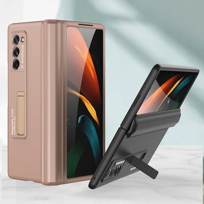 Magnetic Hinge All-included Case For Samsung Galaxy Z Fold 2 5G Shockproof Protection Stand Matte Cover For Galaxy Z Fold2 Case