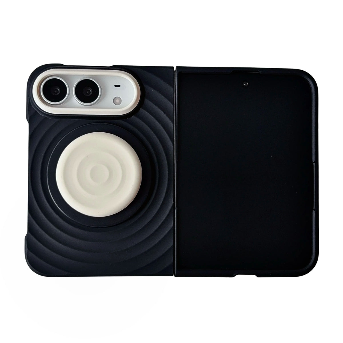 Case For Apple iPhone Duo For Foldable iPhone Duo For Magsafe With  Magnetic Ring Ripples Stand Luxury Silicone Ripples Cover