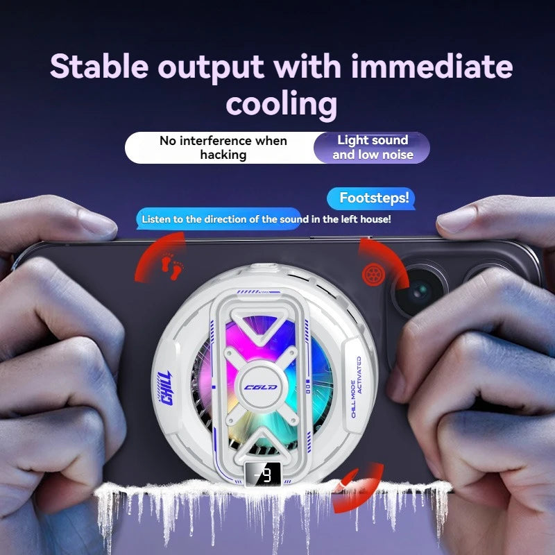 K51 AI Mobile Cooler Magnetic Back-clip Ice Cooling Radiator Digital Display RGB Light Gaming Cooler Temperature Control
