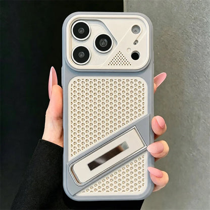 Luxury Heat Dissipation Stand Phone Case For iPhone 17 13 12 11 14 15 16  Pro Max Instantly Transform Into 17Promax Bumper Cover