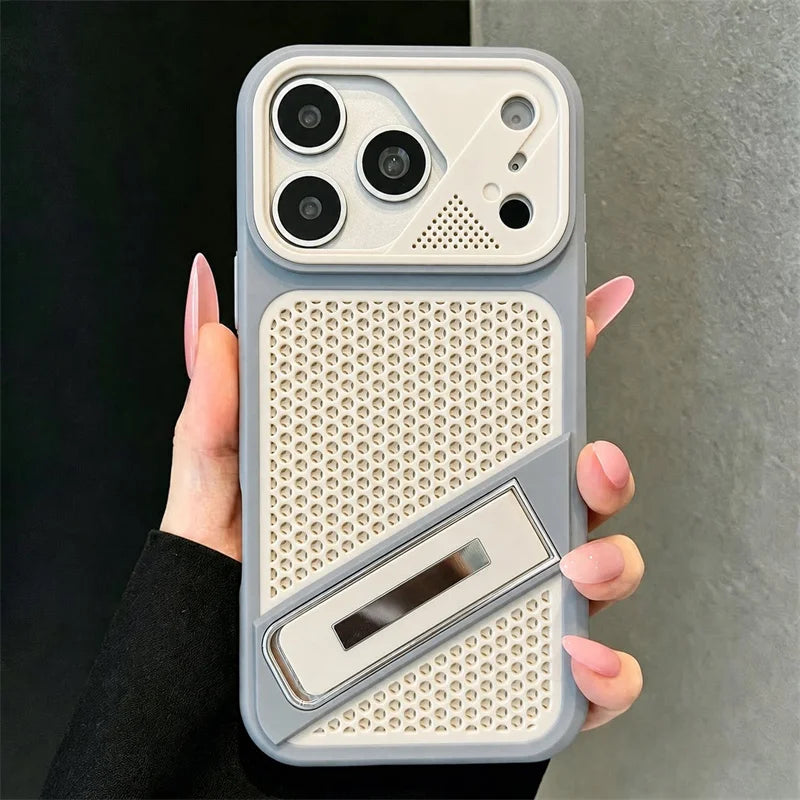 Luxury Heat Dissipation Stand Phone Case For iPhone 17 13 12 11 14 15 16  Pro Max Instantly Transform Into 17Promax Bumper Cover