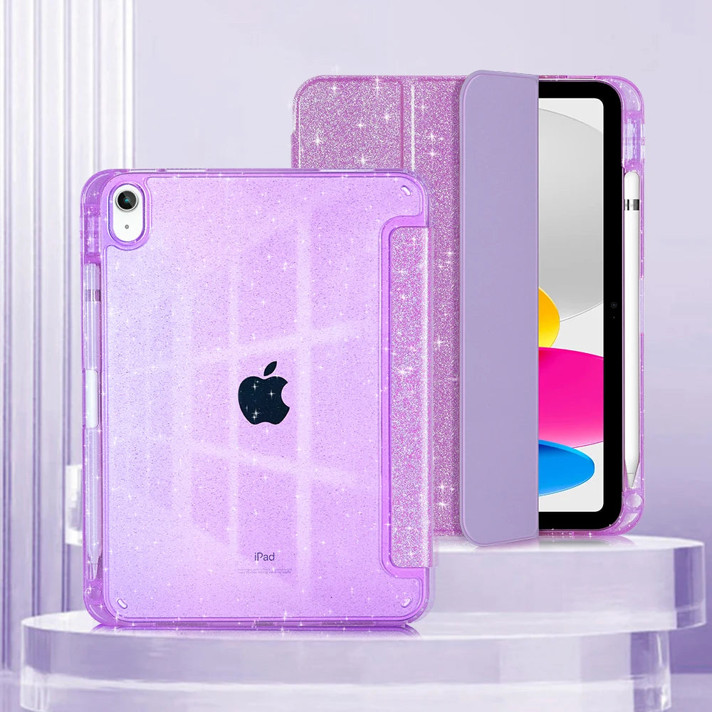 Glittering Sparkly Case for New iPad A16 11 10th Generation 2025 10.9 11 inch Tri-fold Auto Sleep Smart Stand Protective Cover