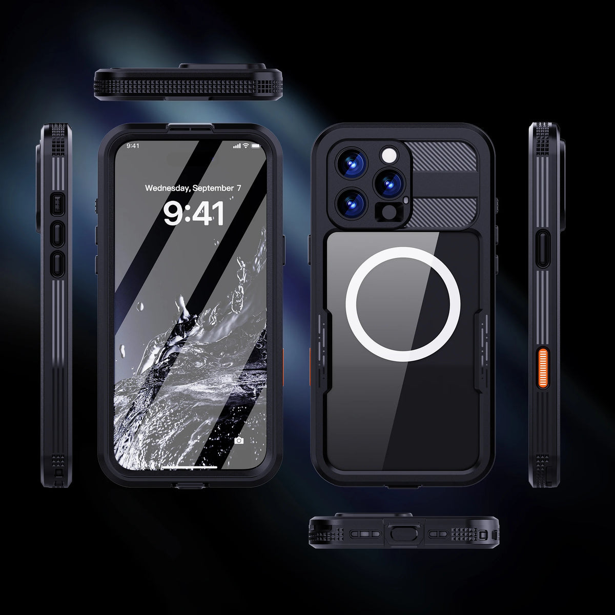 360 Degree Fully Protected Shock, Dust, and Snow Resistant IP68 Waterproof Phone Case Suitable for iPhone 16 Pro Max