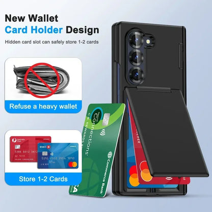 Luxury Flip Kickstand Phone Case For Samsung Galaxy Z Fold 7 6 Fold7 Fold6 5G Folding Bracket Matte Cover with Card Holder