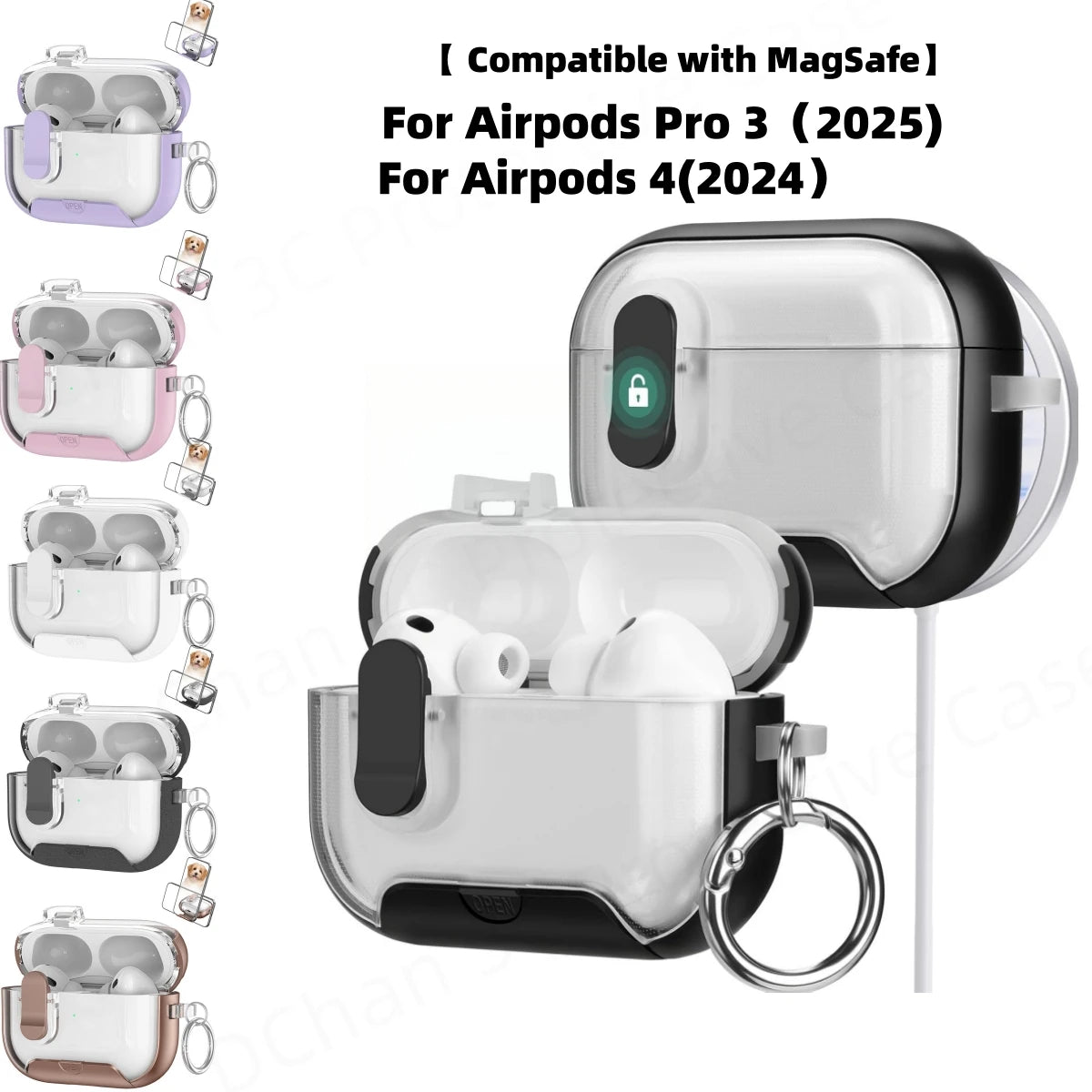Cute Cover for AirPods 3 Pro 3/Airpod 4【 Compatible with MagSafe】Auto-Open Secure Lock Stand Cover for AirPods 5 2026 Earbuds
