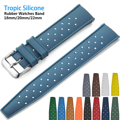 Tropical Silicone Watch Band Quick Release Watch Band 18mm 20mm 22mm Rubber Tropic Smart Watch Strap Waterpfroof Muti-Color